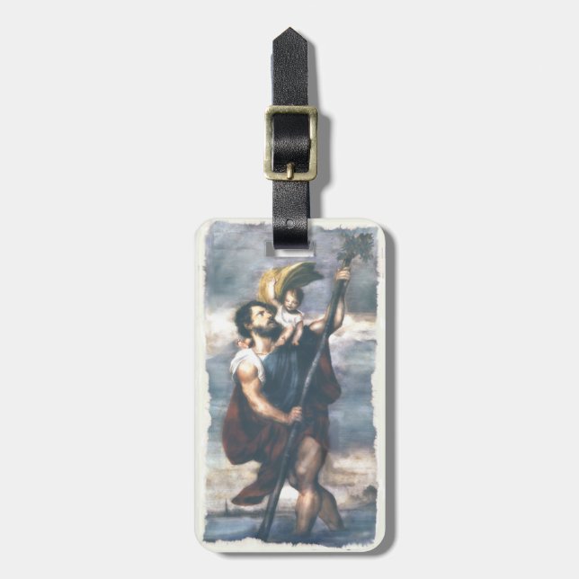 St Christopher säkra Travel hänger lös märkren! Bagagebricka (Vertikal Framsida)