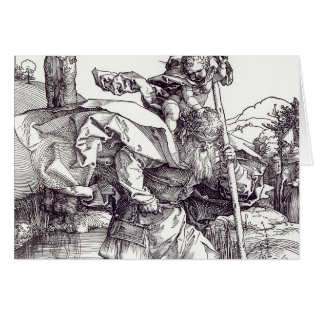 St Christopher som bär den begynna Kristus, 1511 Hälsningskort (Framsidan Horizontal)