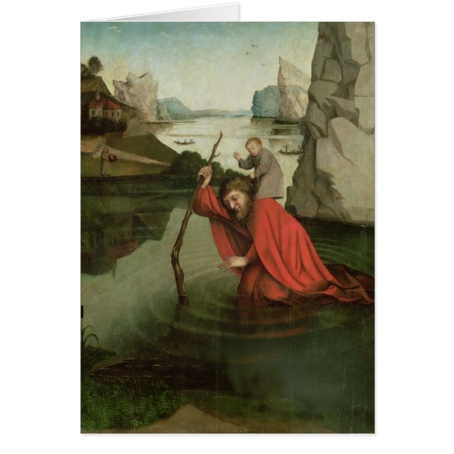 St Christopher som bär Kristusbarnet Hälsningskort (Framsidan)