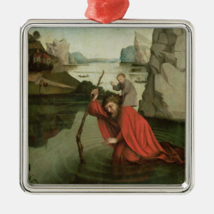St Christopher som bär Kristusbarnet Julgransprydnad Metall