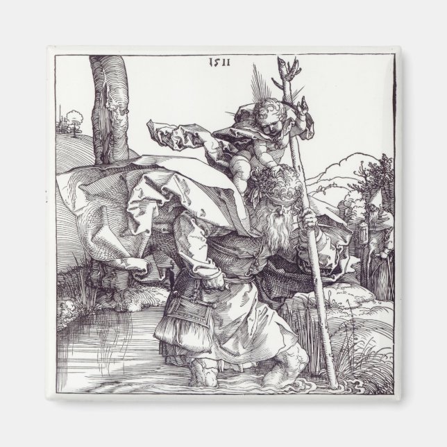St. Christopher som bär på spädbarnet Kristus, 151 Magnet (Framsidan)