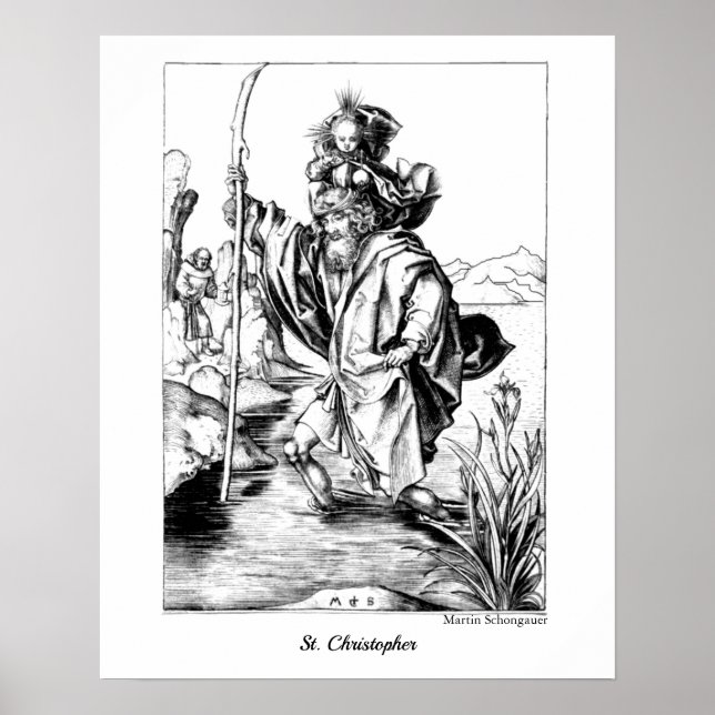 St. Christopher Vuxen Coloring Medieval Fine Art Poster (Framsidan)