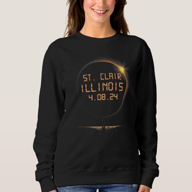 St Clair Illinois IL Total Solar Eclipse April 8 2 T Shirt (Framsida)
