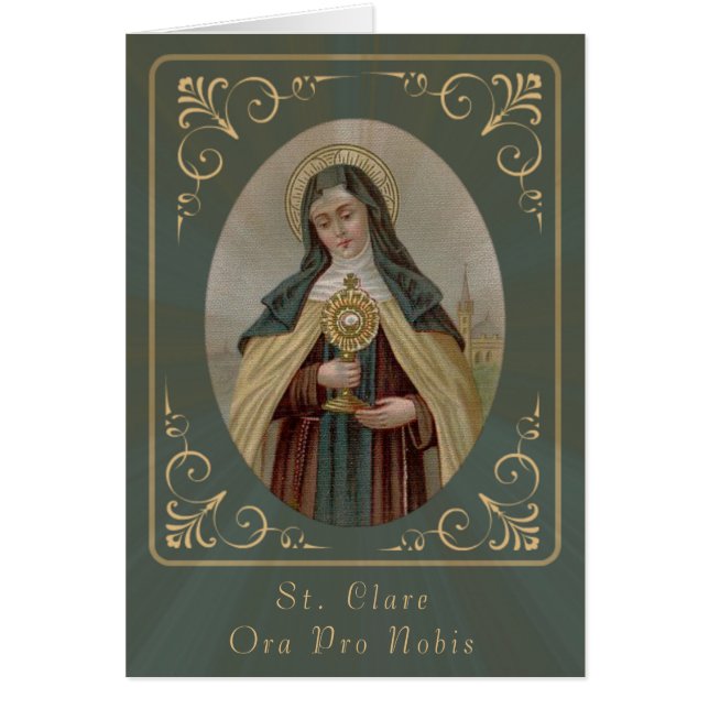 St. Clare av Assisi med eucharisten OBS Kort (Framsidan)