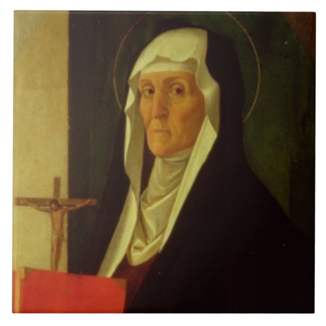 St. Clare, c.1485-90 (tempera på panel) Kakelplatta (Framsidan)