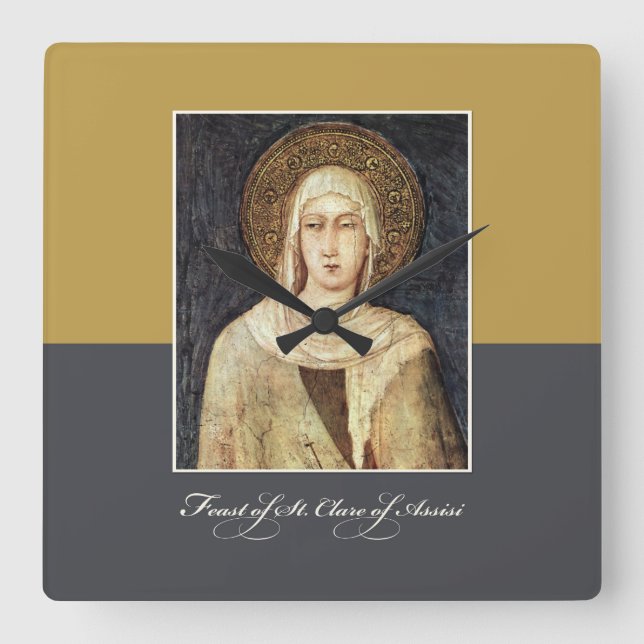 St. Clare of Assisi Feast Day Blessings Fyrkantig Klocka (Framsida)
