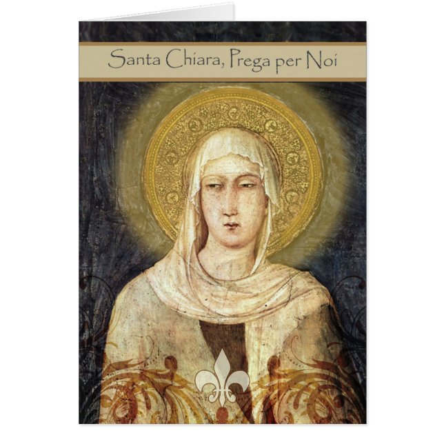 St. Clare of Assisi Feast Day Card in Italiano Hälsningskort (Framsidan)