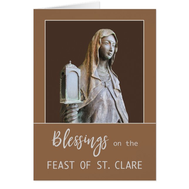 St Clare of Assisi Holding Lantern Feast Day Hälsningskort (Framsidan)