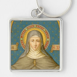 St. Clare of Assisi (SAU 027) Fyrkantig Silverfärgad Nyckelring
