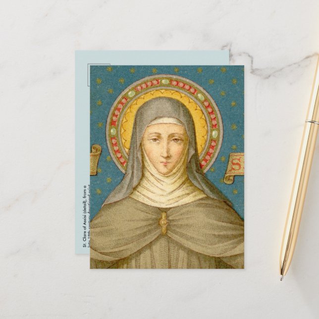 St. Clare of Assisi (SAU 027a) Vykort (Fram/Back In Situ)