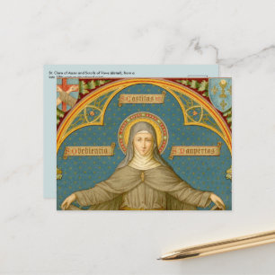 St. Clare of Assisi & Scrollss (SAU 027) Vykort