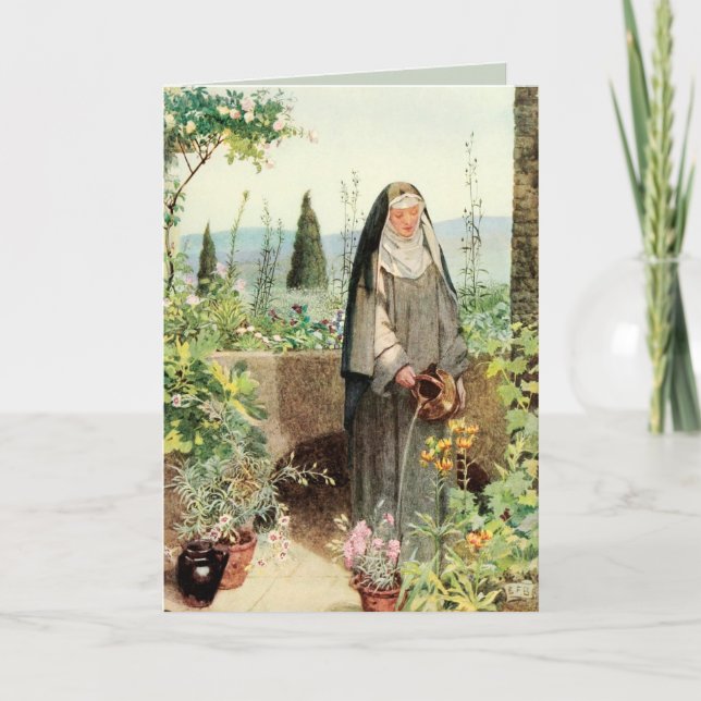 St Clare of Assisi Watering Flowers (M 065) Card Kort (Framsida)