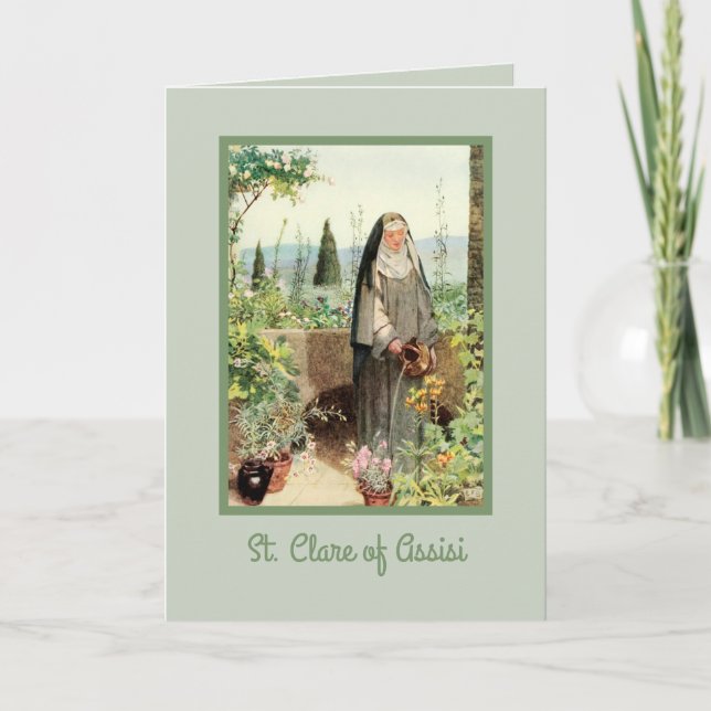St Clare of Assisi Watering Flowers (M 065) Card Kort (Framsida)