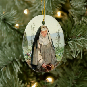 St Clare of Assisi Watering Flowers (M 065) Julgransprydnad Keramik
