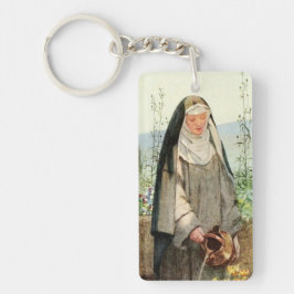 St Clare of Assisi Watering Flowers (M 065) Nyckelring