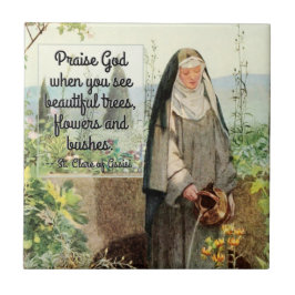 St Clare of Assisi Watering Flowers (M 065; Offert Kakelplatta