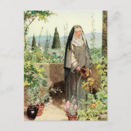 St Clare of Assisi Watering Flowers (M 065) Vykort