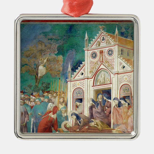 St. Clare omfamnar förkroppsliga av St Francis Julgransprydnad Metall (Framsidan)