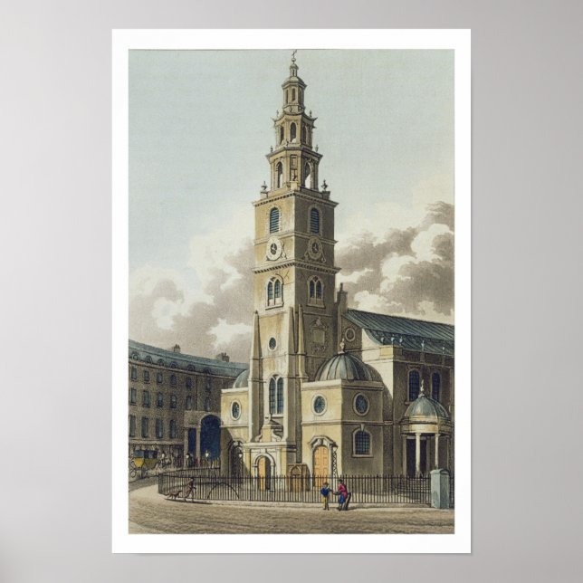 St. Clement Danes Church, pub. av Rudolph Ackerman Poster (Framsidan)