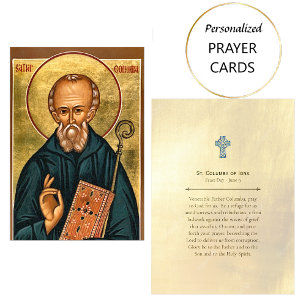 St. Columba of Iona Orthodox Christian Prayer Card Placeringskort