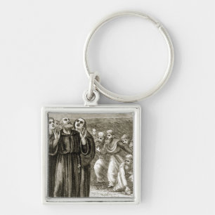 St. Columba som skanderar, och anfallit av Fyrkantig Silverfärgad Nyckelring