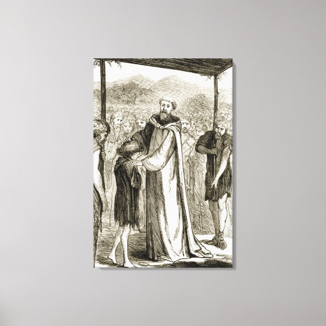 St. Columba välsignar en vild pojke från Trias Th Canvastryck (Framsida)