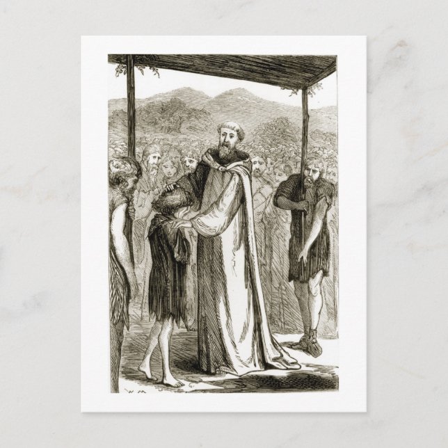 St. Columba välsignar en vild pojke från Trias Th Vykort (Framsida)