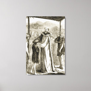 St. Columbaen välsignar en vildpojke, från Canvastryck