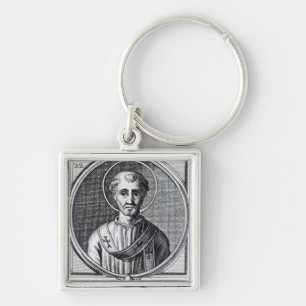 St. Cornelius Fyrkantig Silverfärgad Nyckelring