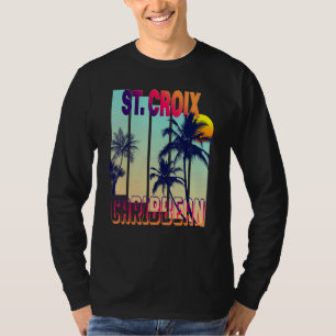 St Croix Retro Vintage Stil Handflatan Träd T Shirt