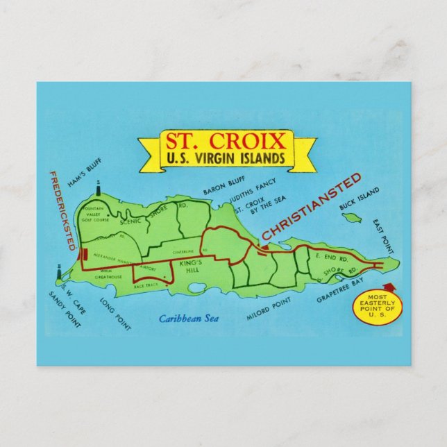 St Croix Vintage Postcard Vykort (Framsida)