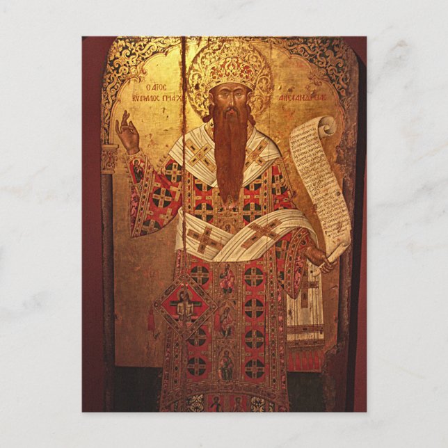 St. Cyril från Alexandria av Emmanuel Tzanes Vykort (Framsida)
