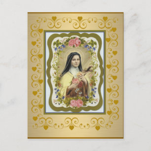 St. Därav det lilla blommiga Crucifixen Ro Heart Vykort