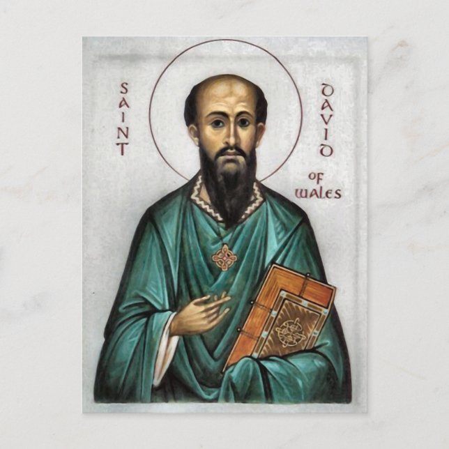 St. David of Wales Orthodox Christian Icon Vykort (Framsida)