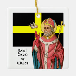 St. David of Wales (P 001), Hans Flagga och Leeks Julgransprydnad Keramik