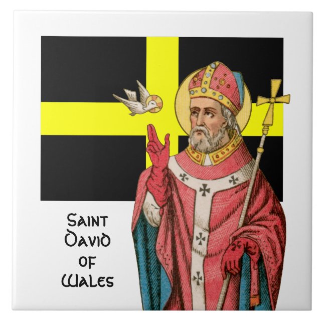St. David of Wales (P 001) och Hans Flagga Kakelplatta (Framsidan)