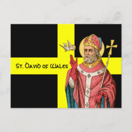 St. David of Wales (P 001) och Hans Flagga Postcar Vykort