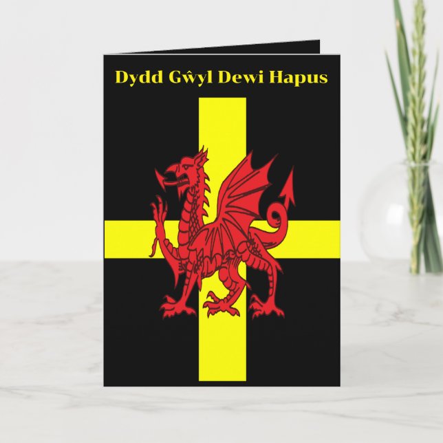 St Davids Cross And Welsh Dragon Heraldry Design Kort (Framsida)