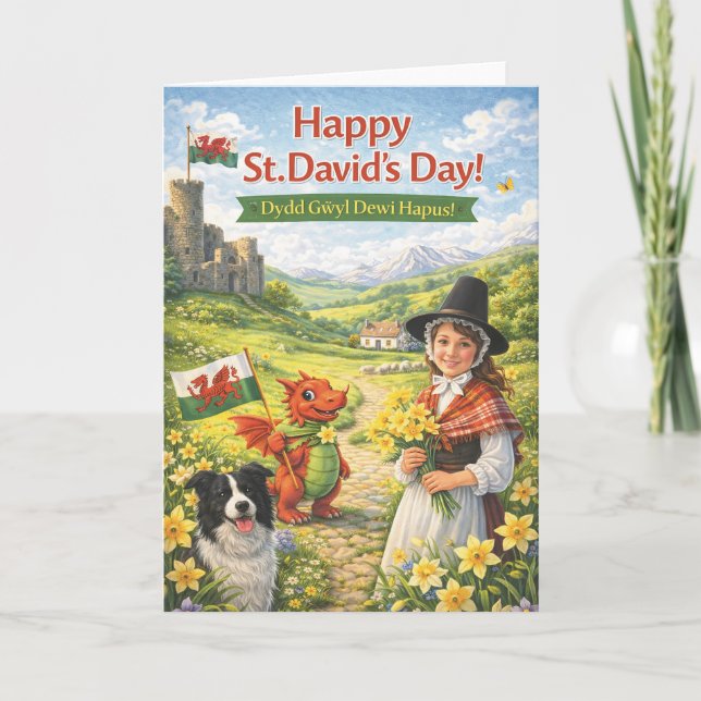 St Davids dag-kort – walesiskt gratulationskort Kort (Framsida)