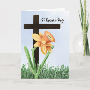 St Davids dag Narciss över kors Kort