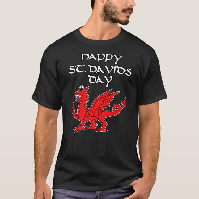 St Davids Day 2022 Welsh Dragon Wales T Shirt (Framsida)