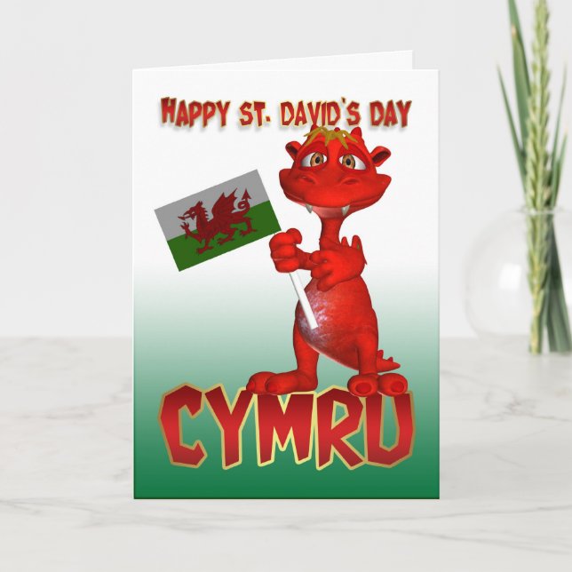 St. David's Day Card - Welsh Dragon Welsh Flagga Kort (Framsida)