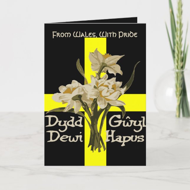 St Davids Day Narcisser Och Kors Kort (Framsida)