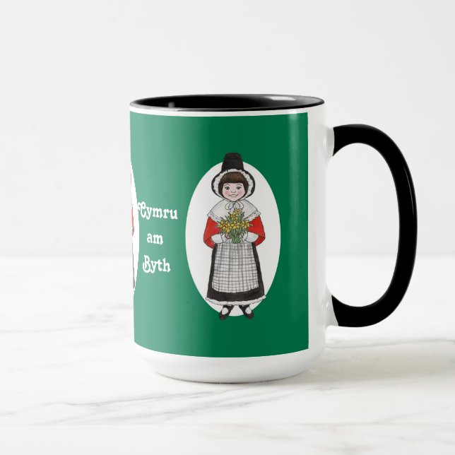 St David's Day, Welsh Costume, Mugg to Personalize (Höger)