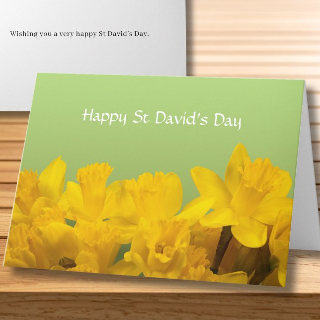 St David's Day Yellow Daffodils Personalized Kort (Message and Text on front is all editable, edit as required)
