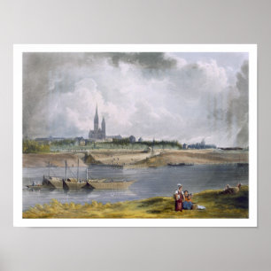 St. Denis, från "Views on the Seine", graverad av Poster
