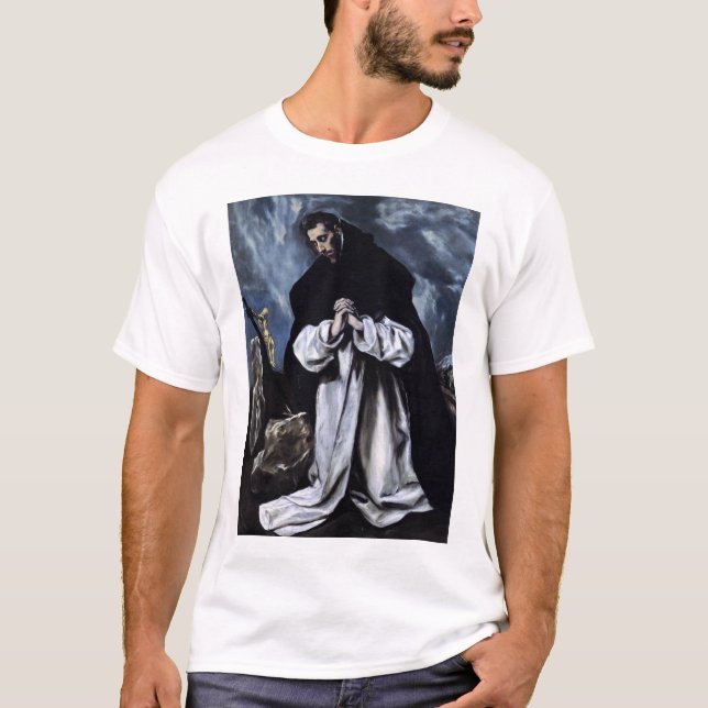 St Dominic i bön T Shirt (Framsida)