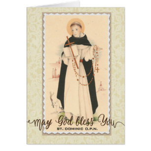 St. Dominic med Rosary Skriptöverlägg Hälsningskort