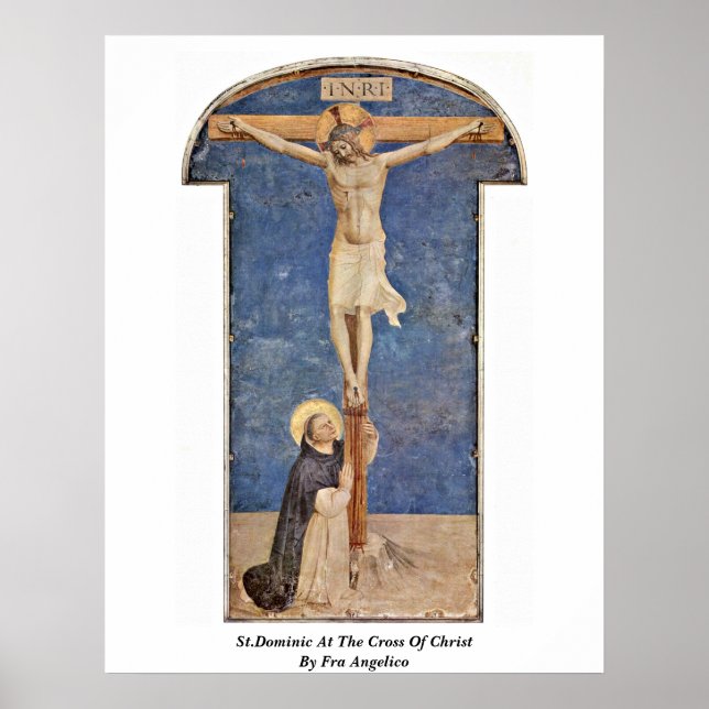 St. Dominic vid Kristus Kor av Fra Angelico Poster (Framsidan)