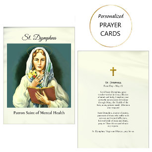 St. Dymphna katolska skyddshelgon bönekort      Placeringskort